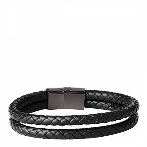 Men's Plated Steel / Leather Bracelet - Stephen Oliver - Modalova