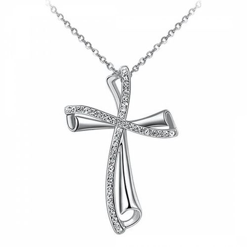 Platinum Plated Cross Necklace - Ma Petite Amie - Modalova