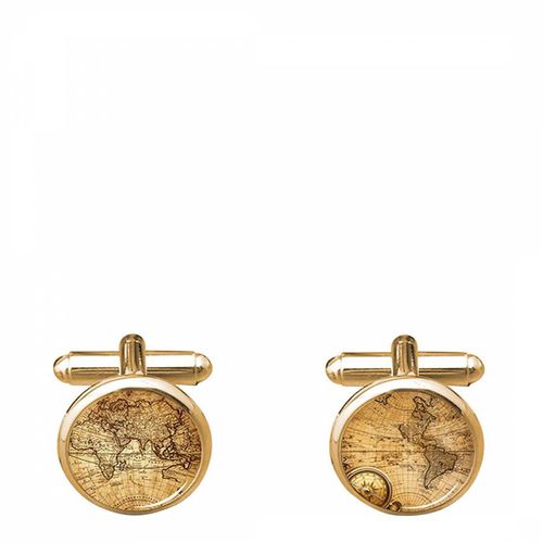 K Gold World Map Cufflinks - Stephen Oliver - Modalova