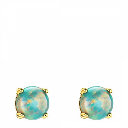 K Gold Green Opal Stud Earrings - Liv Oliver - Modalova