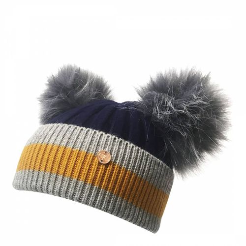 Kids /Grey Stripes with Grey Pom Poms - Look Like Cool - Modalova