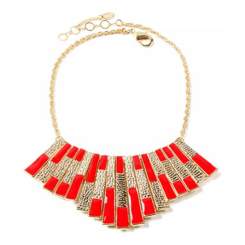 Gold Red Enamel Rectangle Necklace - Amrita Singh - Modalova