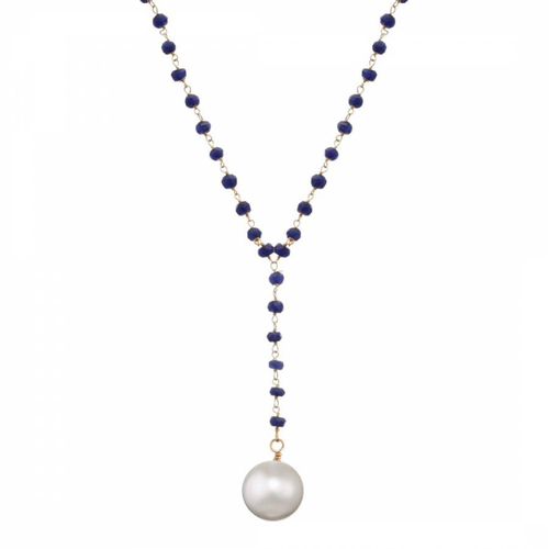 K Gold Sapphire & Pearl Y Necklace - Liv Oliver - Modalova