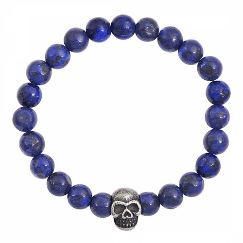 Oxidized Silver Plated Skull Lapis Bracelet - Stephen Oliver - Modalova