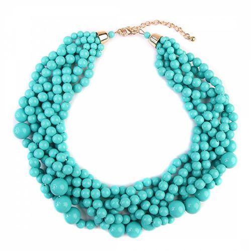 K Plated Turquoise Statement Necklace - Liv Oliver - Modalova
