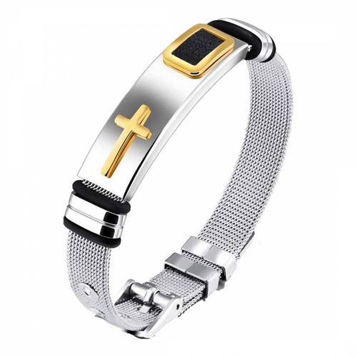 K Gold Plated Two Tone Cable Cross Bangle Bracelet - Stephen Oliver - Modalova