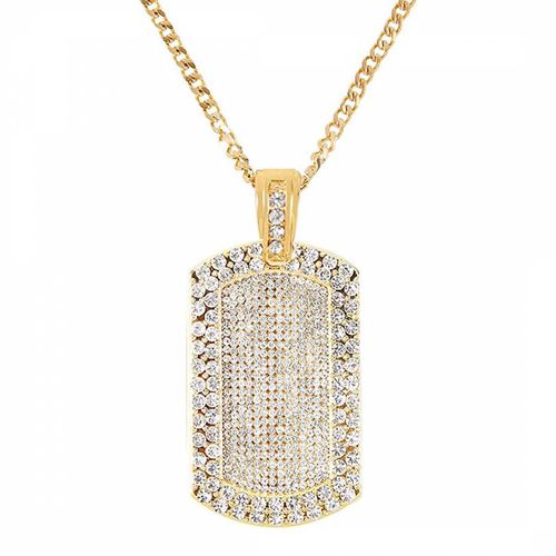 K Gold Plated CZ Tag Necklace - Stephen Oliver - Modalova