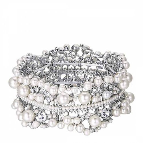 Silver Pearl & Crystal Bracelet - Liv Oliver - Modalova