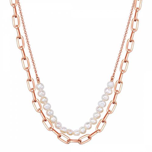 Rose /White Freshwater Pearl Necklace - Perldor - Modalova