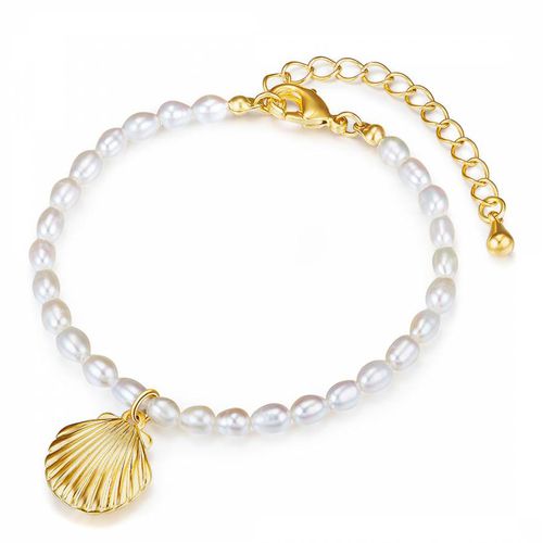 White Freshwater Pearl Seashell Bracelet - Perldor - Modalova
