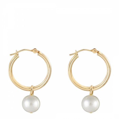 K Gold Plated Pearl Drop Hoop Earrings - Liv Oliver - Modalova