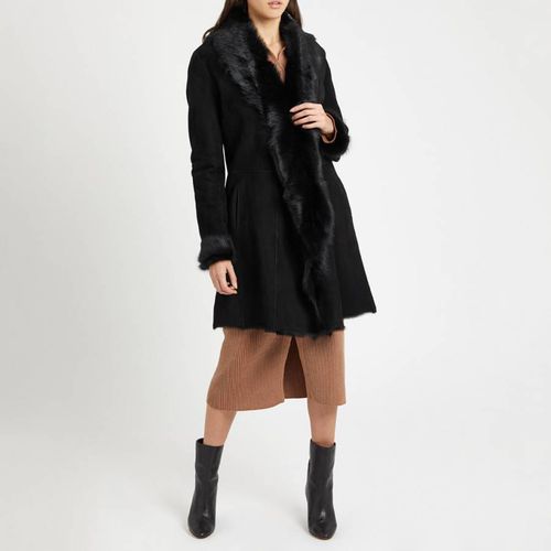 Black Classic 3/4 Shearling Coat - Max and Zac London - Modalova