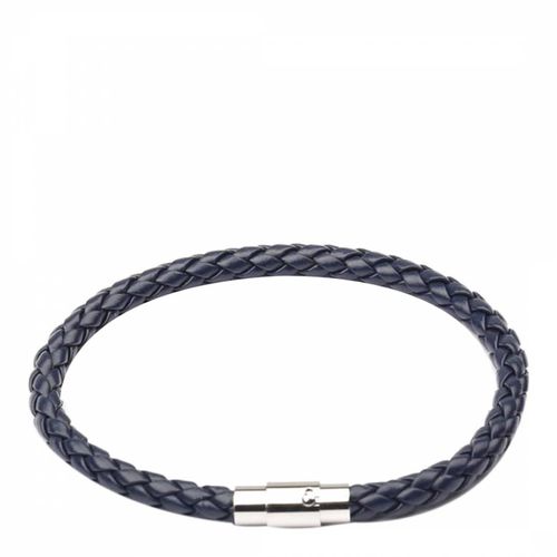 Plated & Blue Leather Woven Bracelet - Stephen Oliver - Modalova