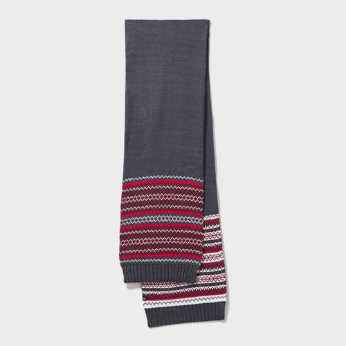 Grey/Red Fairisle Scarf - Crew Clothing - Modalova