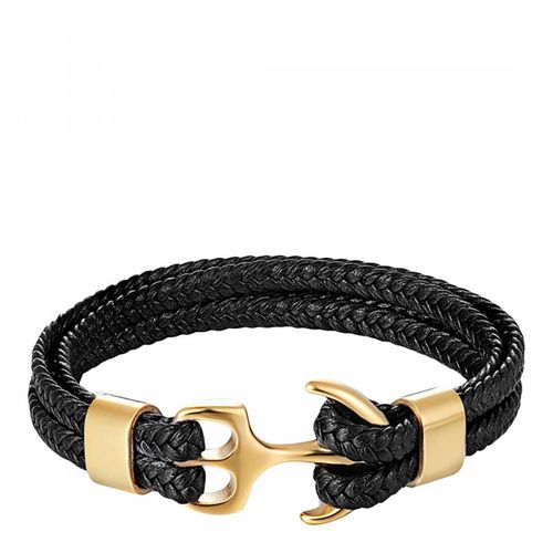 K Gold Plated Multi Row Leather Anchor Bracelet - Stephen Oliver - Modalova