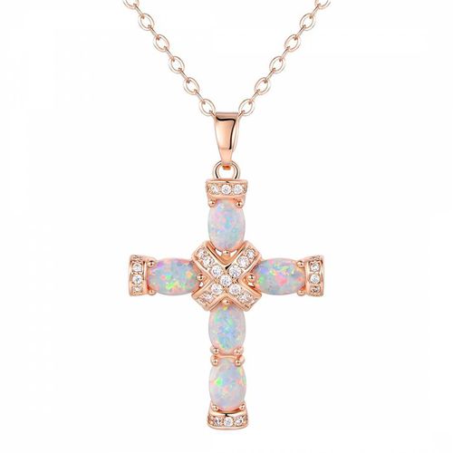 K Rose Gold Opal Cross Necklace - Liv Oliver - Modalova