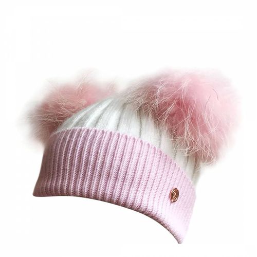 Kids /White Cashmere Pom Pom Beanie Hat - Look Like Cool - Modalova