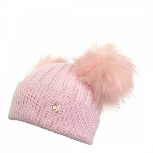 Pink Cashmere Pom Pom Beanie Hat - Look Like Cool - Modalova