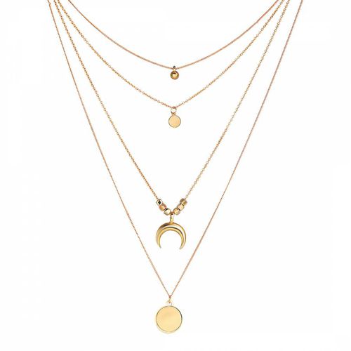 K Plated Multi Strand Layer Disc Necklace - Chloe Collection by Liv Oliver - Modalova