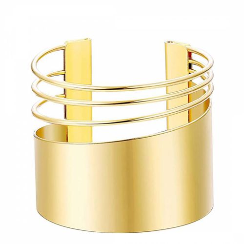 K Plated Polished Wide Cuff Bangle - Chloe Collection by Liv Oliver - Modalova