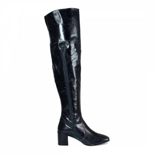 Black Patent Leather High Knee Boot - Bluetag - Modalova