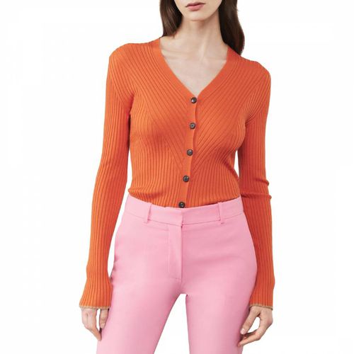 Bright Orange Chevron Rib Cardigan - Victoria Beckham - Modalova