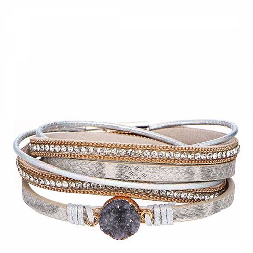 K Gold Plated Druzy & Crystal Wrap Leather Bracelet - Liv Oliver - Modalova