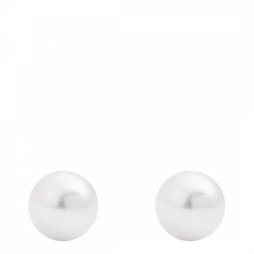 Silver Plated Pearl Stud Earrings - Liv Oliver - Modalova