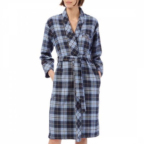 Blue Flannel Check Grace Shawl Robe - Cottonreal - Modalova