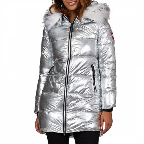 Silver Hooded Quilted Jacket - Comptoir du Manteau - Modalova