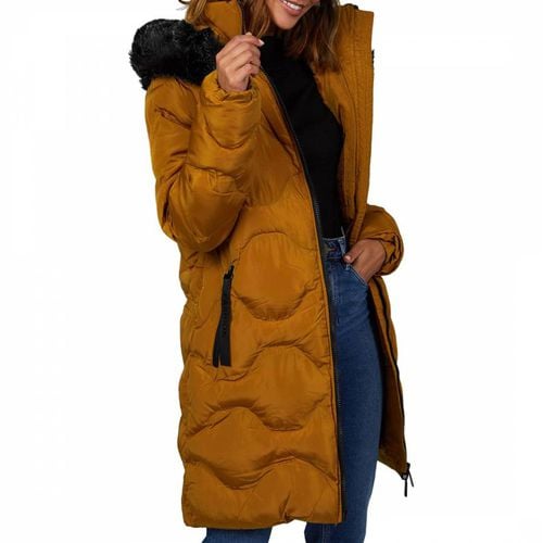Tan Hooded Quilted Jacket - Comptoir du Manteau - Modalova