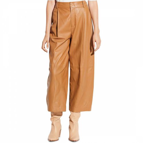 Camel Leather Crop Wide Leg Trousers - Vince - Modalova