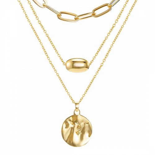 K Plated Layered Disc & Chain Necklace - Chloe Collection by Liv Oliver - Modalova