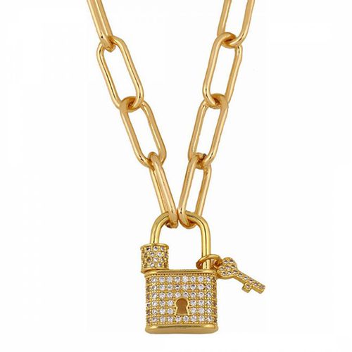 K Gold Plated Lock Necklace - Chloe Collection by Liv Oliver - Modalova