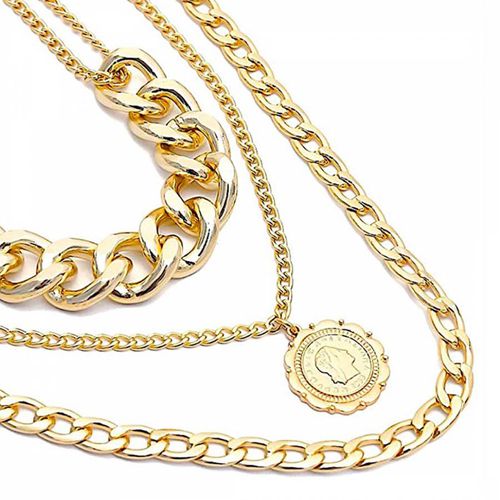 K Plated Multi Layer Coin Necklace - Chloe Collection by Liv Oliver - Modalova