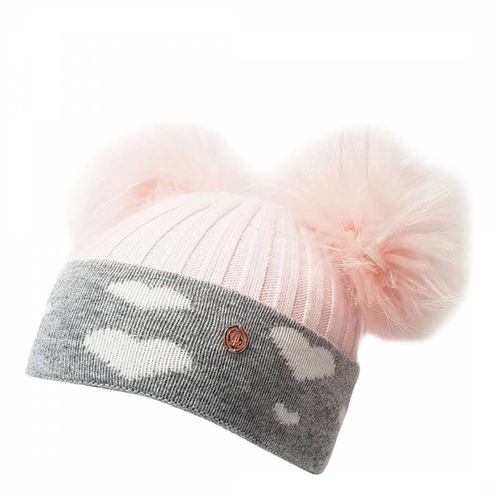 Kids /Grey Hearts Cashmere Pom Pom Beanie Hat - Look Like Cool - Modalova