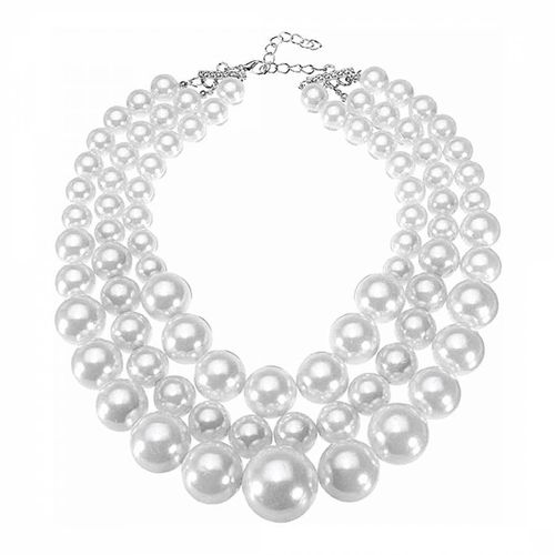 Silver Plated Multi Pearl Necklace - Liv Oliver - Modalova