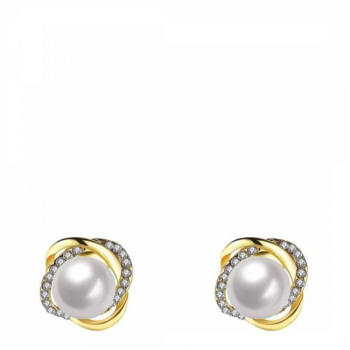 K Plated Embellished Pearl Stud Earrings - Liv Oliver - Modalova