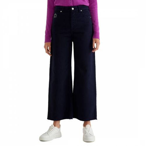 Blue Cropped Wide Pants - United Colors of Benetton - Modalova