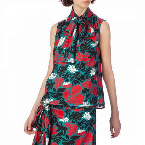 Green/Red Leaves Print Top - Marni - Modalova