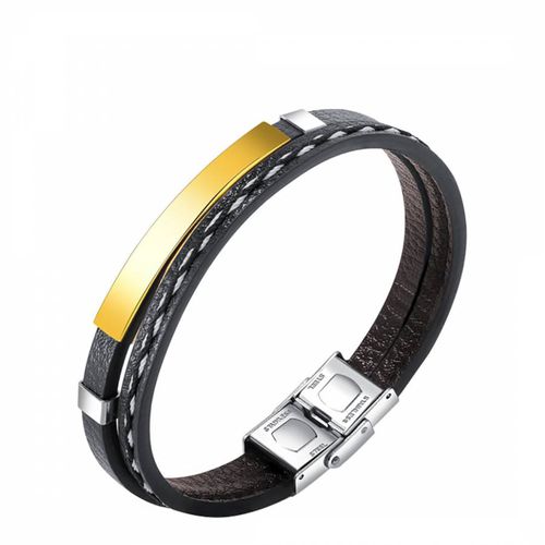 K Gold Plated/Silver Plated Leather ID Bracelet - Stephen Oliver - Modalova