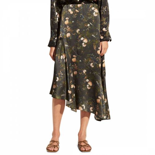 Black Floral Asymmetric Midi Skirt - Vince - Modalova