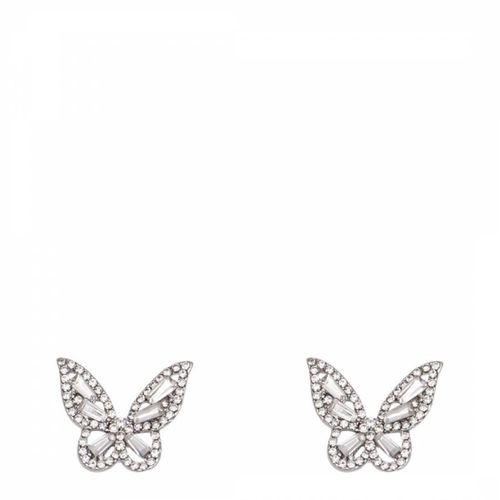 Silver Plated Embellished Butterfly Earrings - Chloe Collection by Liv Oliver - Modalova