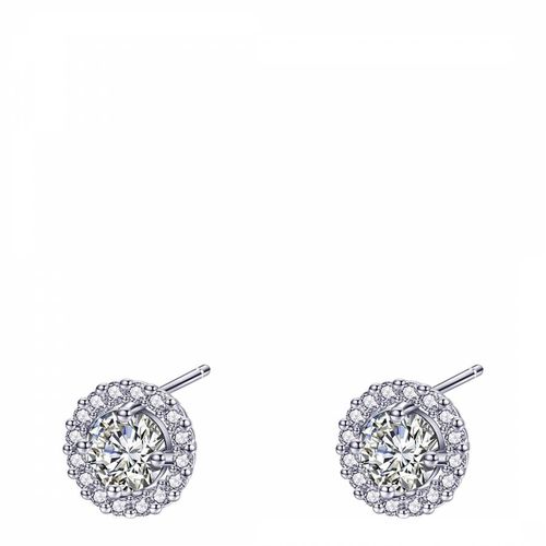 White Gold Plated Stud Earrings with Swarovski Crystals - Ma Petite Amie - Modalova