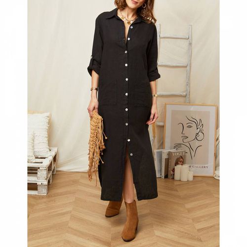 Button Through Linen Maxi Shirt Dress - LE MONDE DU LIN - Modalova