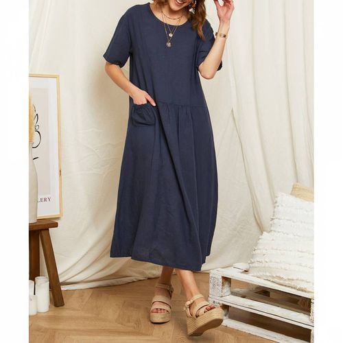 Navy Flare Linen Maxi Dress - Rodier - Modalova