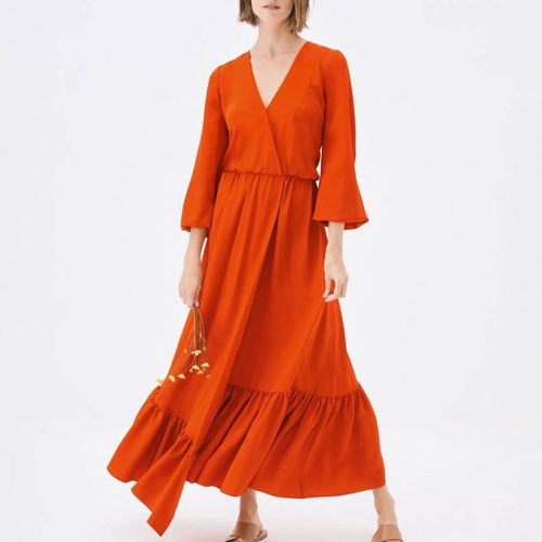 Orange Valenica Silk Wrap Dress - Hobbs London - Modalova