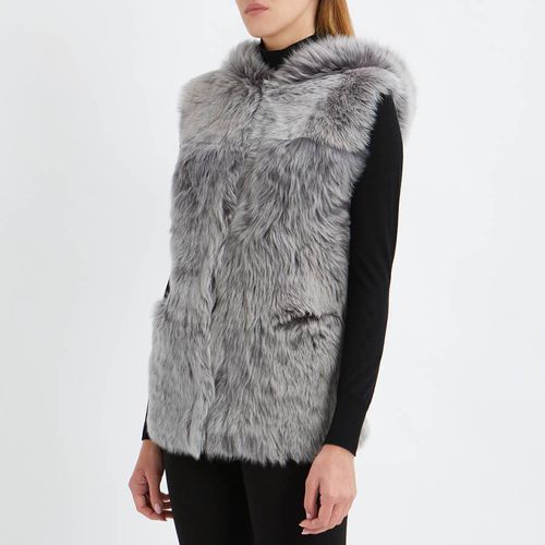 Silver Shearling Reversible Hooded Puffer Gilet - N°· Eleven - Modalova