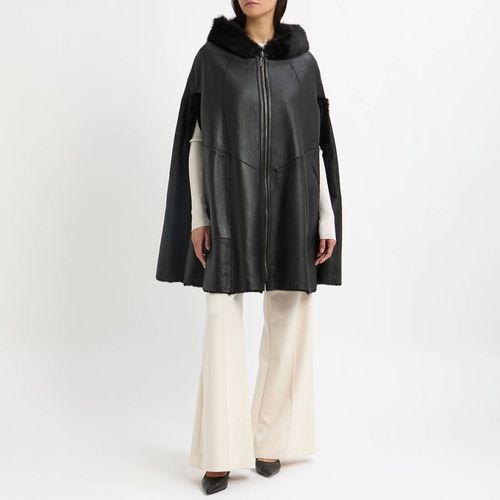 Black Shearling Reversible Cape - N°· Eleven - Modalova