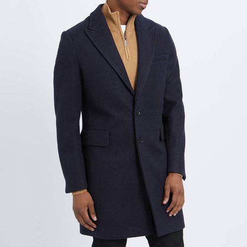 Navy Sirus Wool Blend Coat - Gianni Feraud - Modalova